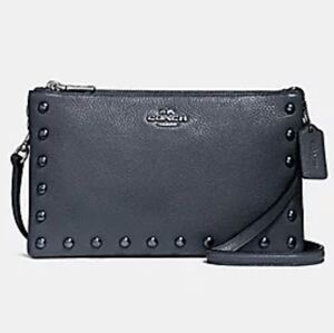 Coach Edgy Chic Modern Contemporary Lyla Riveted Pebbled Leather Crossbody Bag